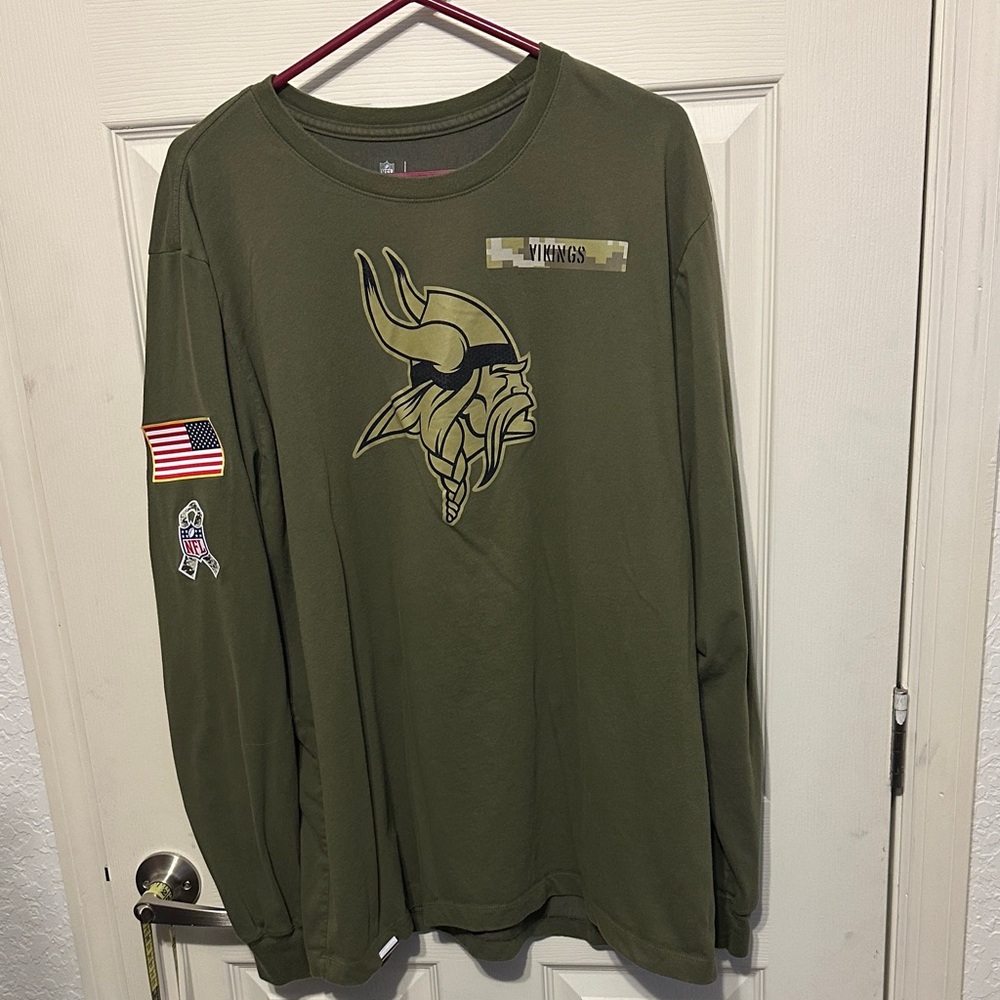 Nike Olive Long Sleeve Tee with Viking Design